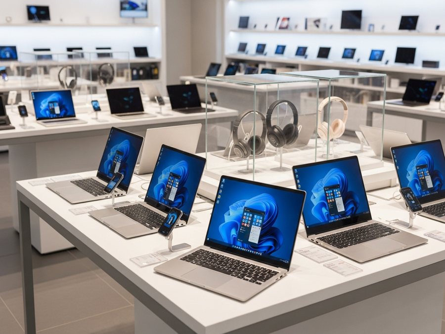 Laptops y electrónica en tienda
